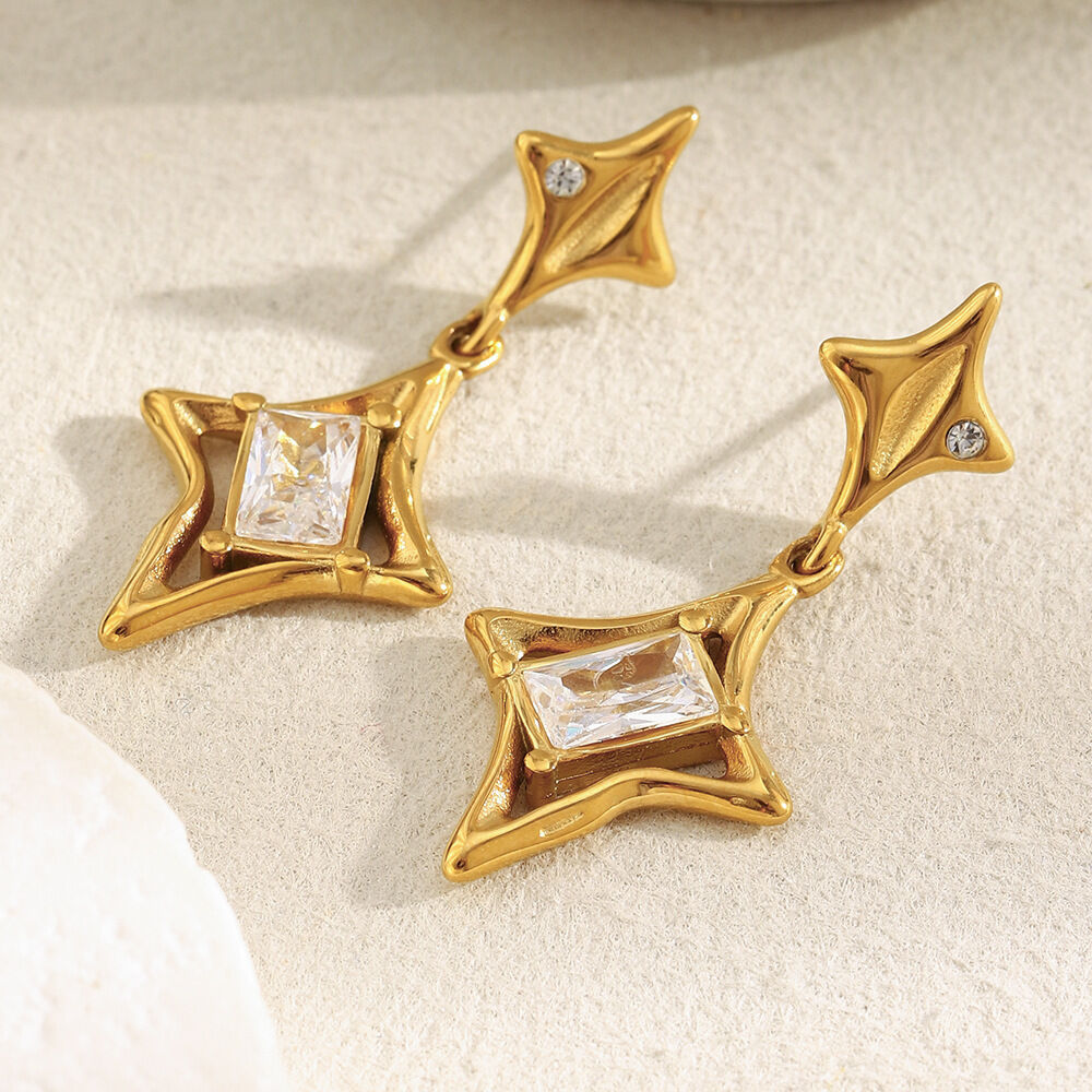 Star Shape Stainless Steel Waterproof Drop Earrings Picture3