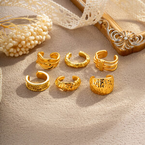 Modern Irregular Shape Copper Gold Color Women's Ear Cuffs h5 Picture4