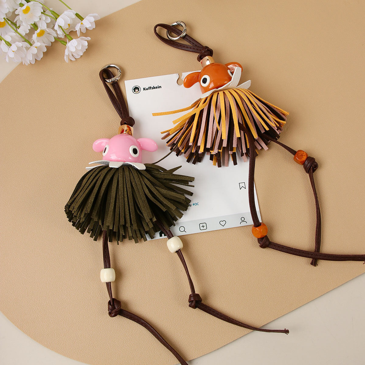 Luxe serie retro cartoon kwastjes PU dames tashangers