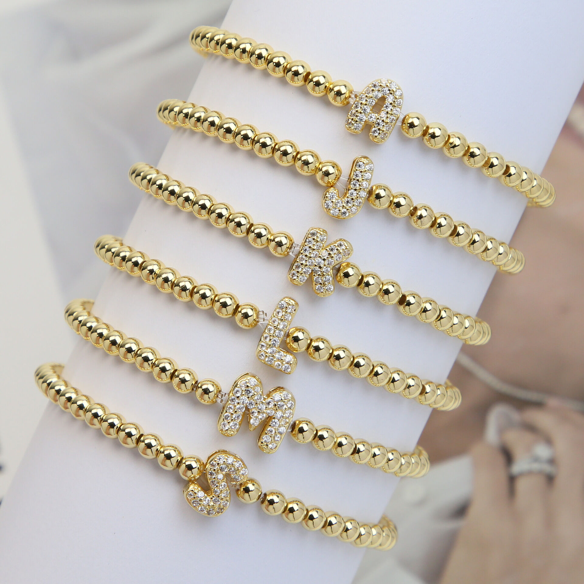Sleek Letter Beads Copper Women's Charm Bracelets 2