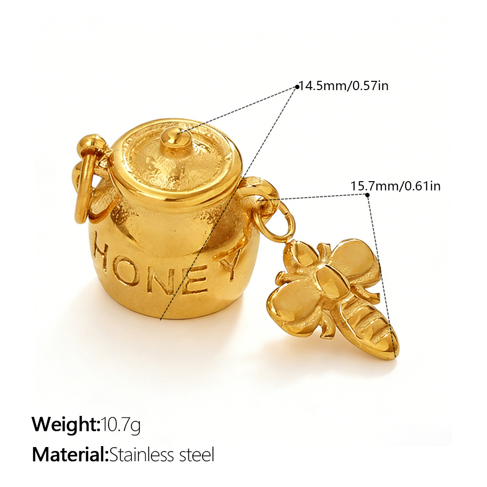 Simple Series Daily Irregular Shape Heart Key Stainless Steel Waterproof Gold Color Rhinestone Unisex Pendants h5Picture2