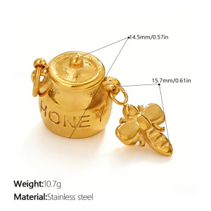 Simple Series Daily Irregular Shape Heart Key Stainless Steel Waterproof Gold Color Rhinestone Unisex Pendants h5 Picture2