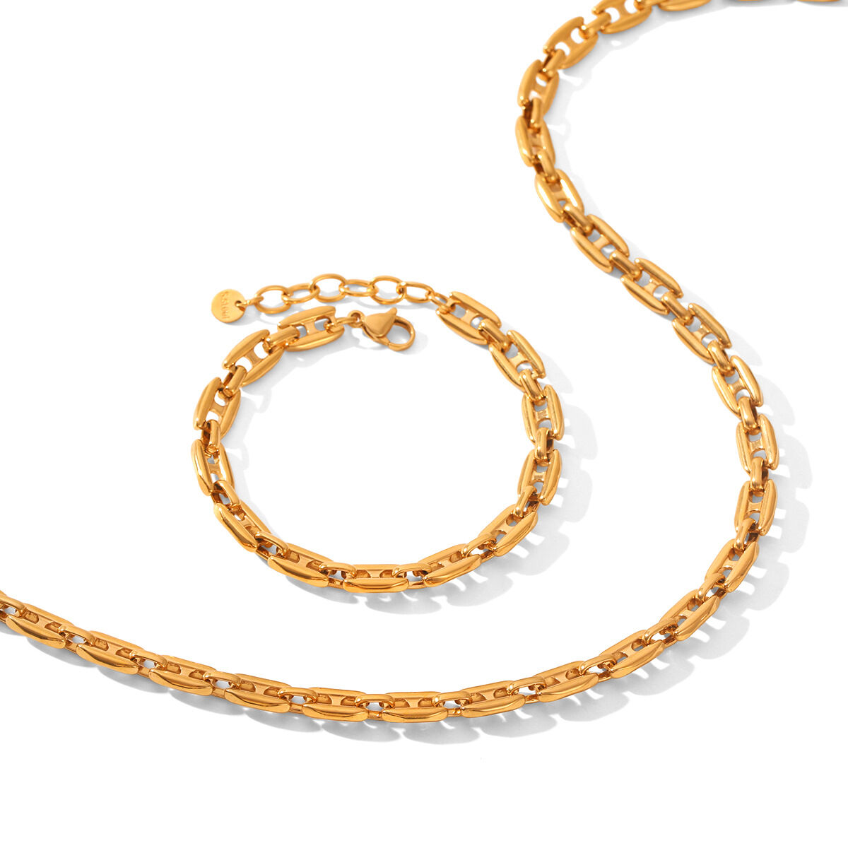Tägliches Ketten-Set aus Edelstahl, wasserdicht, goldfarben h5 Bild6