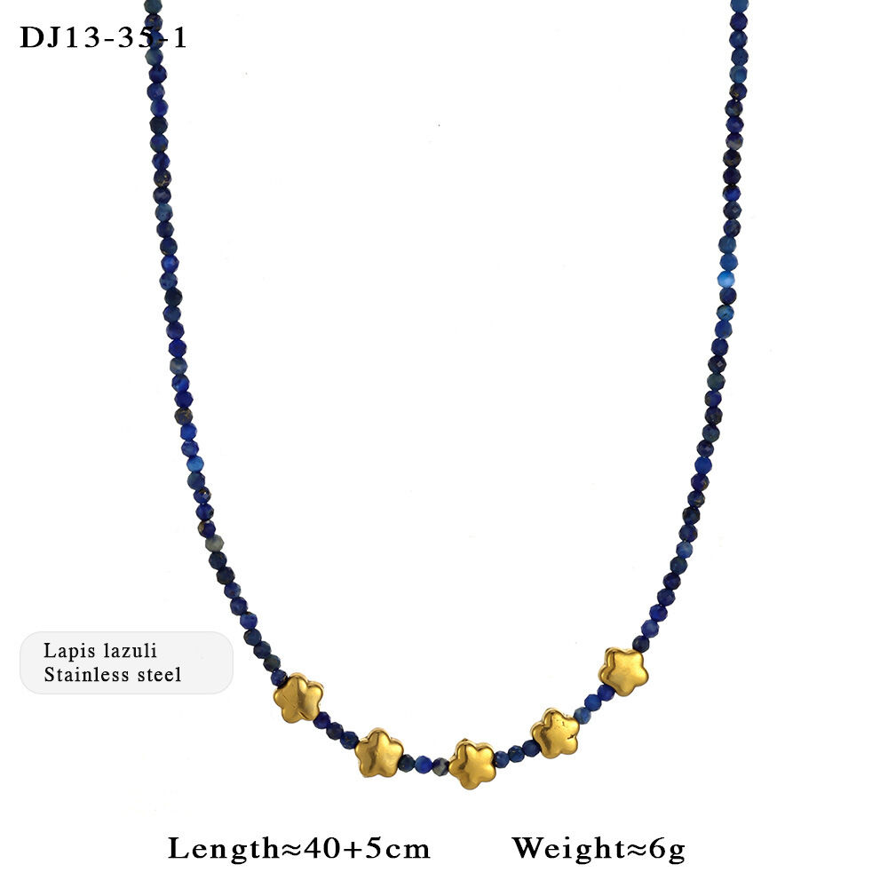 Lightweight Star Fish Titanium Steel Gold Color Women's Beaded Necklaces h5 Picture2