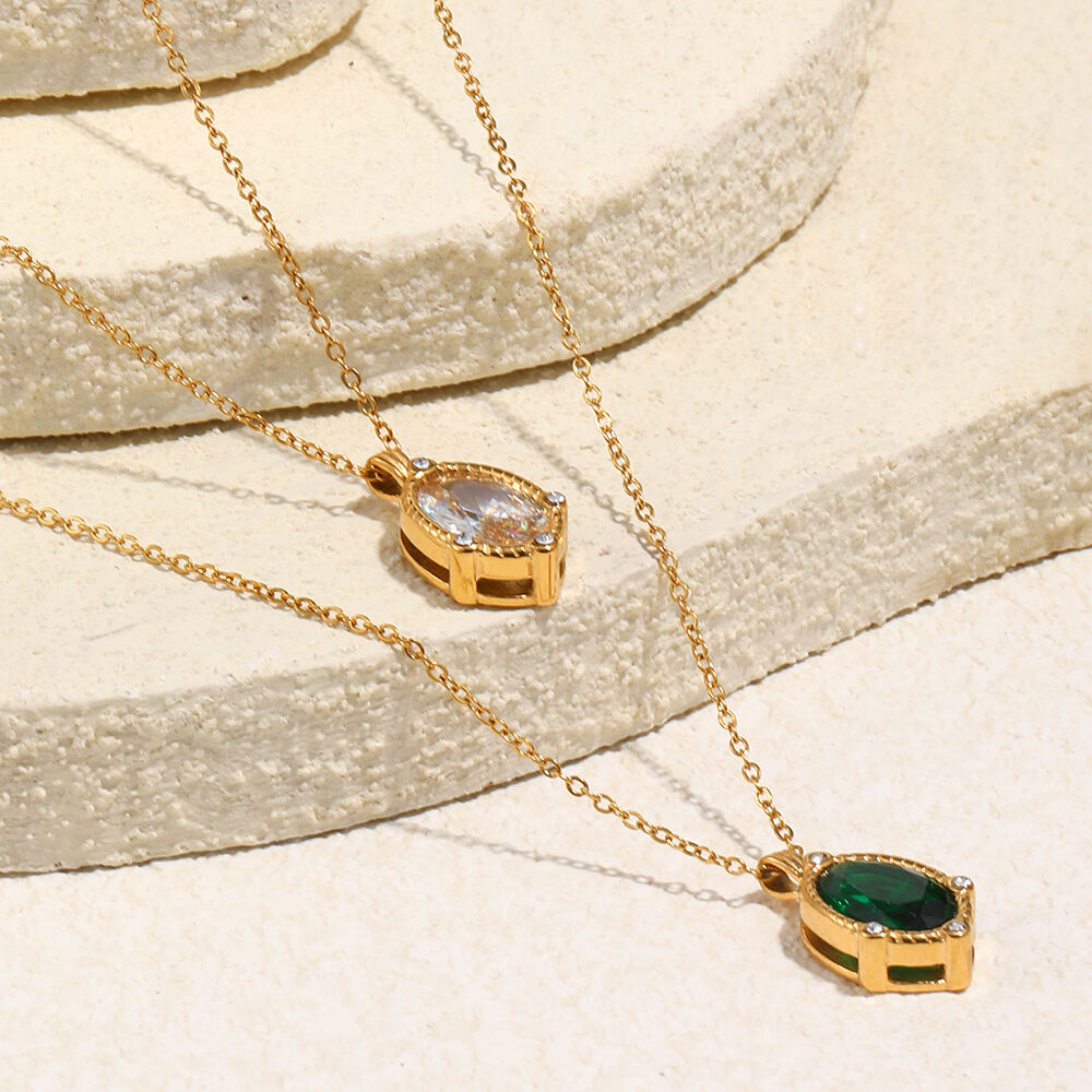Classic Stainless Steel Waterproof Zircon Pendant Necklace Picture2