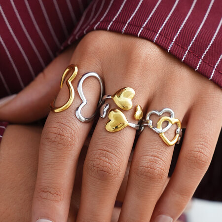 Einfacher Ring aus Edelstahl, wasserdicht, goldfarben, täglicher Herzring 2