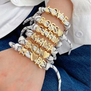 Klassieke MAMA-letterarmbanden van messing voor dames, gevlochten. h5 Afbeelding4