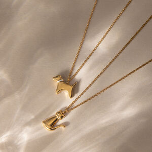 Cute Kitty&Pupyy Stainless Steel Waterproof&Anti-tarnish Gold Color Women's Pendant Necklaces h5 Picture6