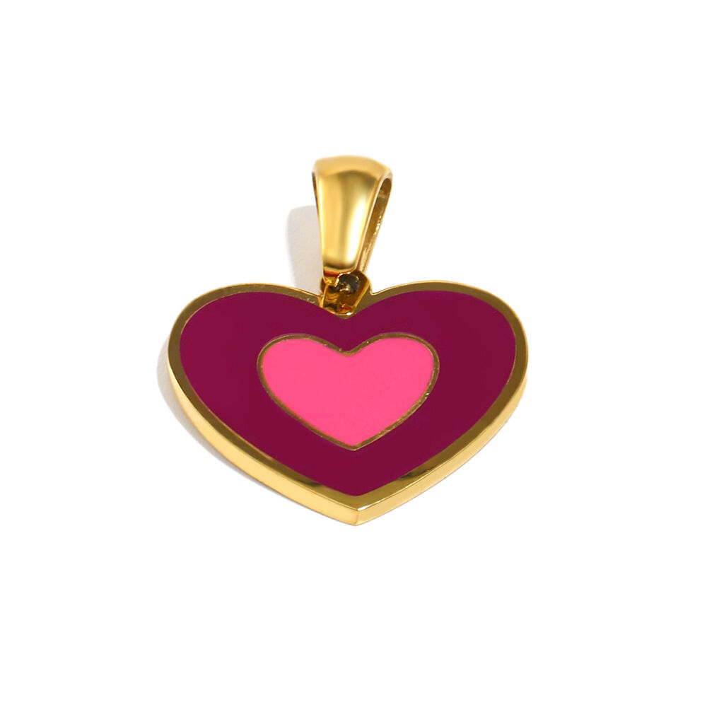 Oil-Dripping Heart Pendant - Gold - 5 Picture5