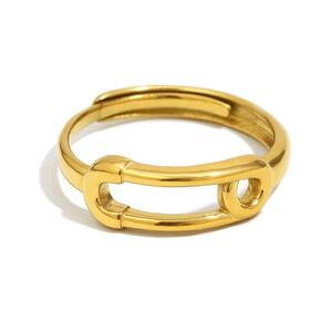 Pin Shape Stainless Steel Waterproof Gold Color Minimalist Ring h5 Picture4
