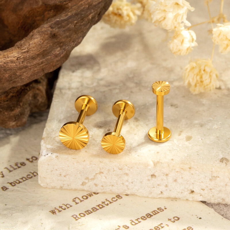 Minimalist Circle ASTM F136 Titanium Alloy Gold Color Women's Piercing Earrings h5 Picture5