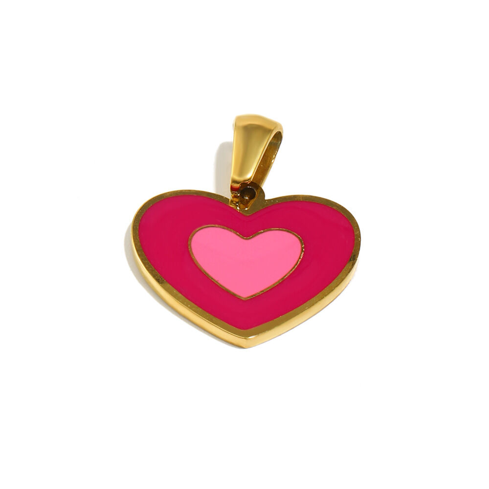 Oil-Dripping Heart Pendant - Gold - 2 Picture2