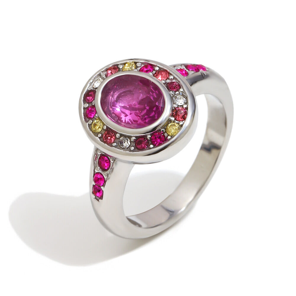 Round Faceted Colored Diamond Zircon Ring - Steel Color/Number 7 Picture5