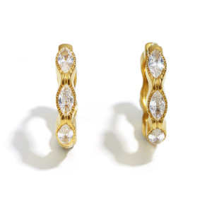 Stainless Steel Waterproof Zircon Hoop Earrings h5 Picture2