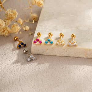 Chic Heart Copper Gold Color Zircon Women's Piercing Earrings h5 Picture4