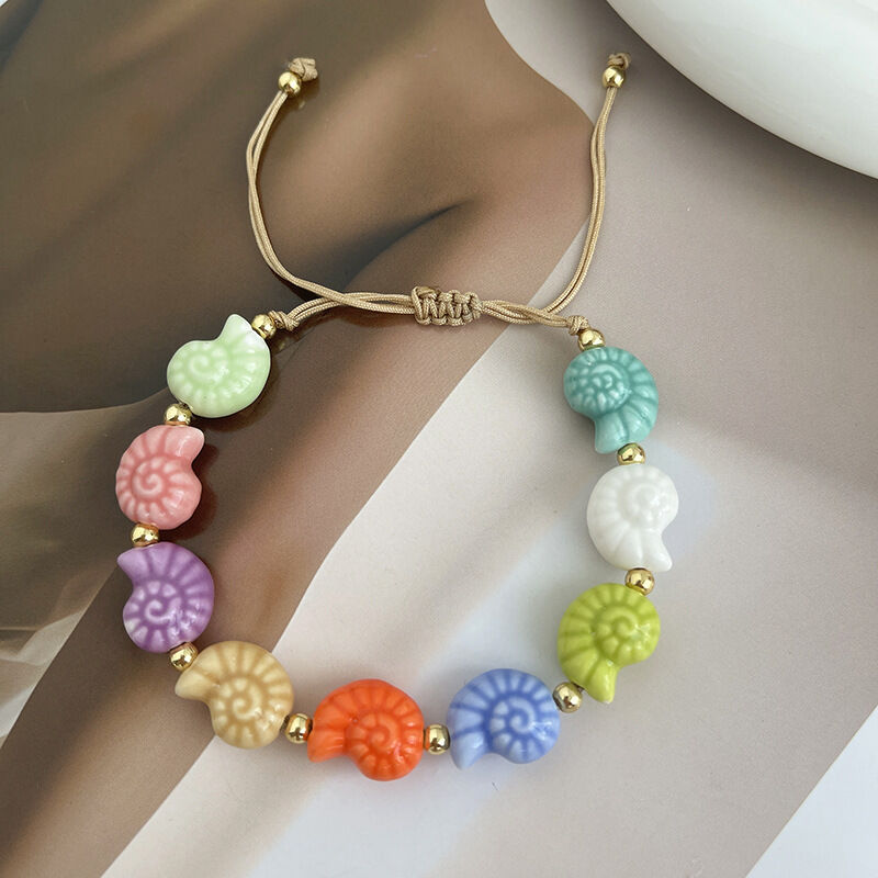 Cute Ceramic Shell Copper Beads Bracelet h5 