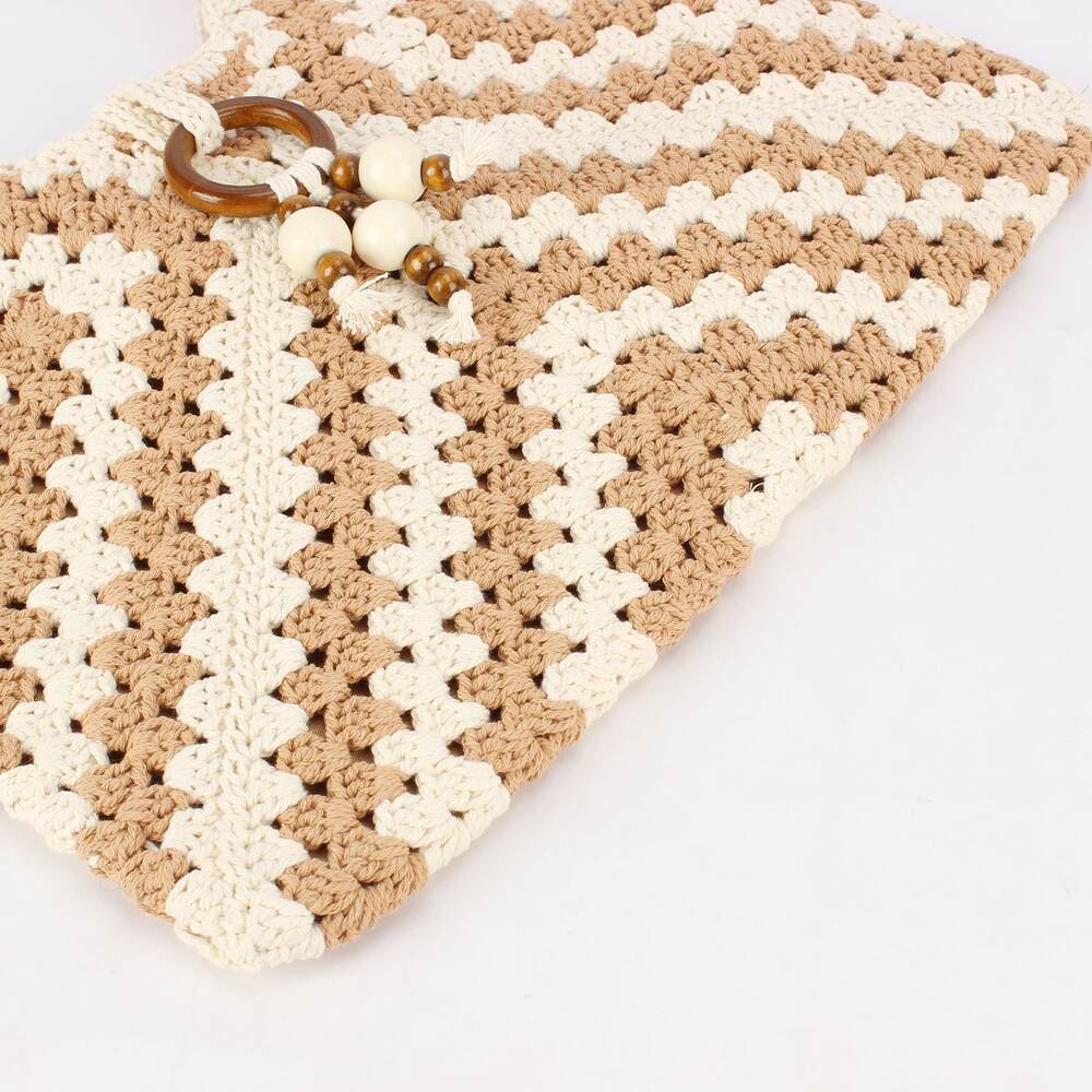 Stylish Mixed Color Woven Cotton Women's Beach Bags h5Picture4
