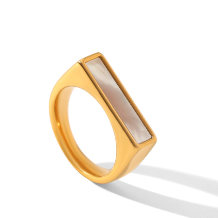 Anello con pietra preziosa naturale color oro impermeabile in acciaio inossidabile a forma di cuore