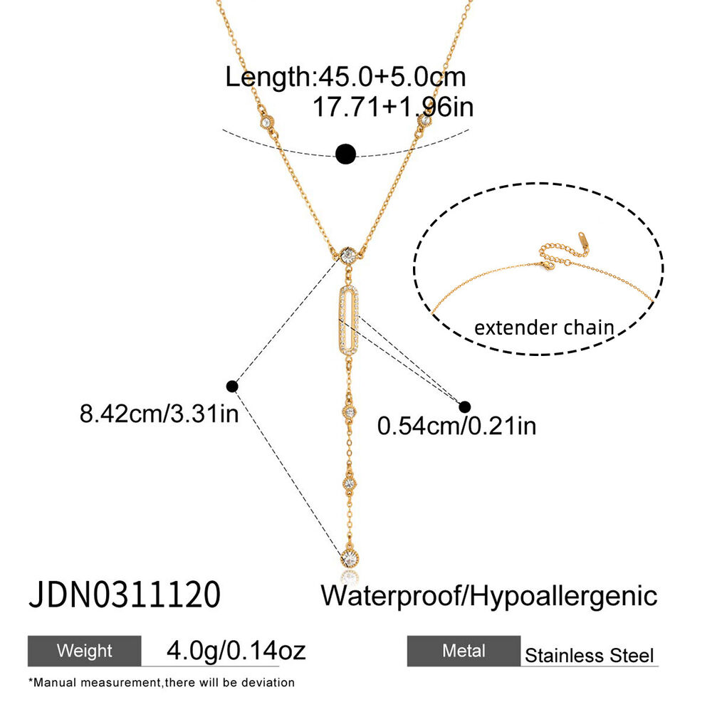 Geometrische Linien, Edelstahl, wasserdicht und anlaufgeschützt, goldfarbene Damen-Anhänger-Halskette h5Bild2