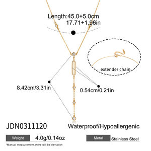 Geometrische Linien, Edelstahl, wasserdicht und anlaufgeschützt, goldfarbene Damen-Anhänger-Halskette h5 Bild2