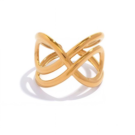 Anelli da giorno in acciaio inossidabile di forma irregolare, impermeabili, color oro
