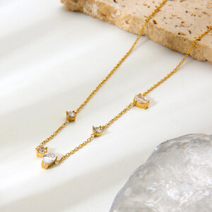 Romantic Series Elegant Droplet Stainless Steel Waterproof Gold Color Zircon Women's Jewelry Sets h5 Picture5