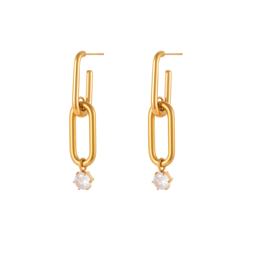Luxuriöse Serie: Elegante, unregelmäßig geformte, runde Ohrstecker aus Edelstahl, wasserdicht, 18 Karat Gold, Damen-Ohrstecker h5Bild5