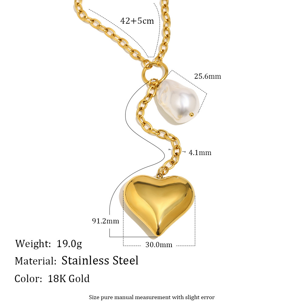 Simple Heart Stainless Steel Waterproof Gold Color Pendant Necklace Picture2