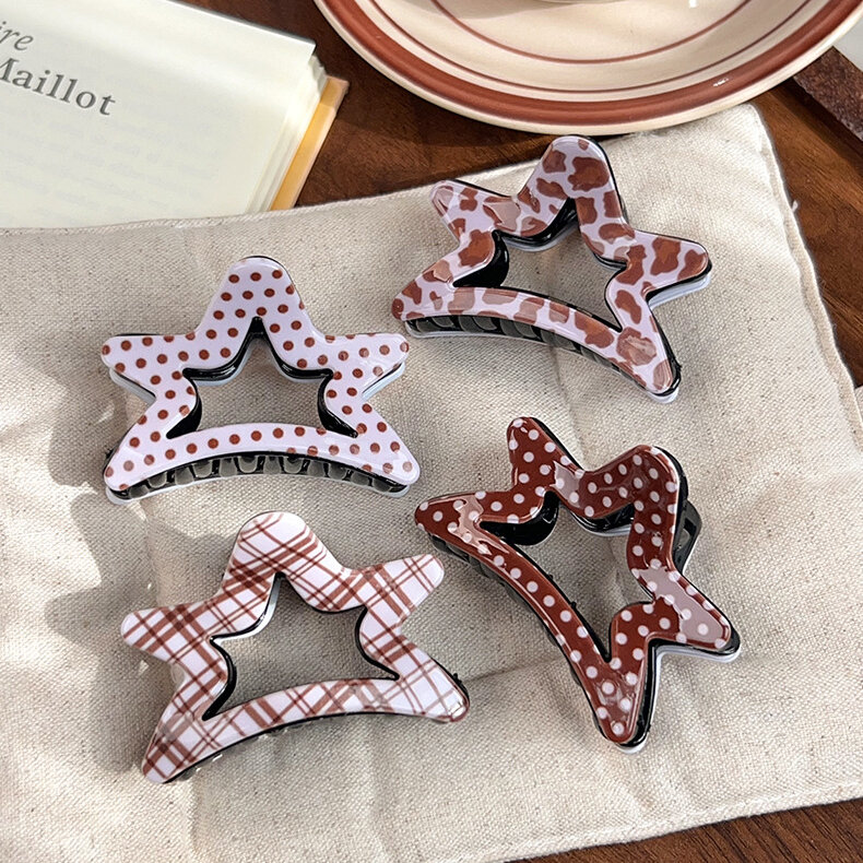 Einfache Haarspangen aus PVC mit Retro-Leopardenmuster und Polka Dots 2