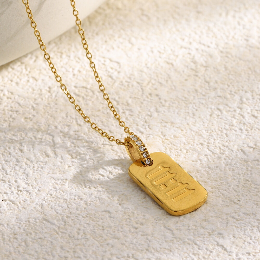 Simple Stainless Steel Waterproof Gold Color  Pendant Necklace