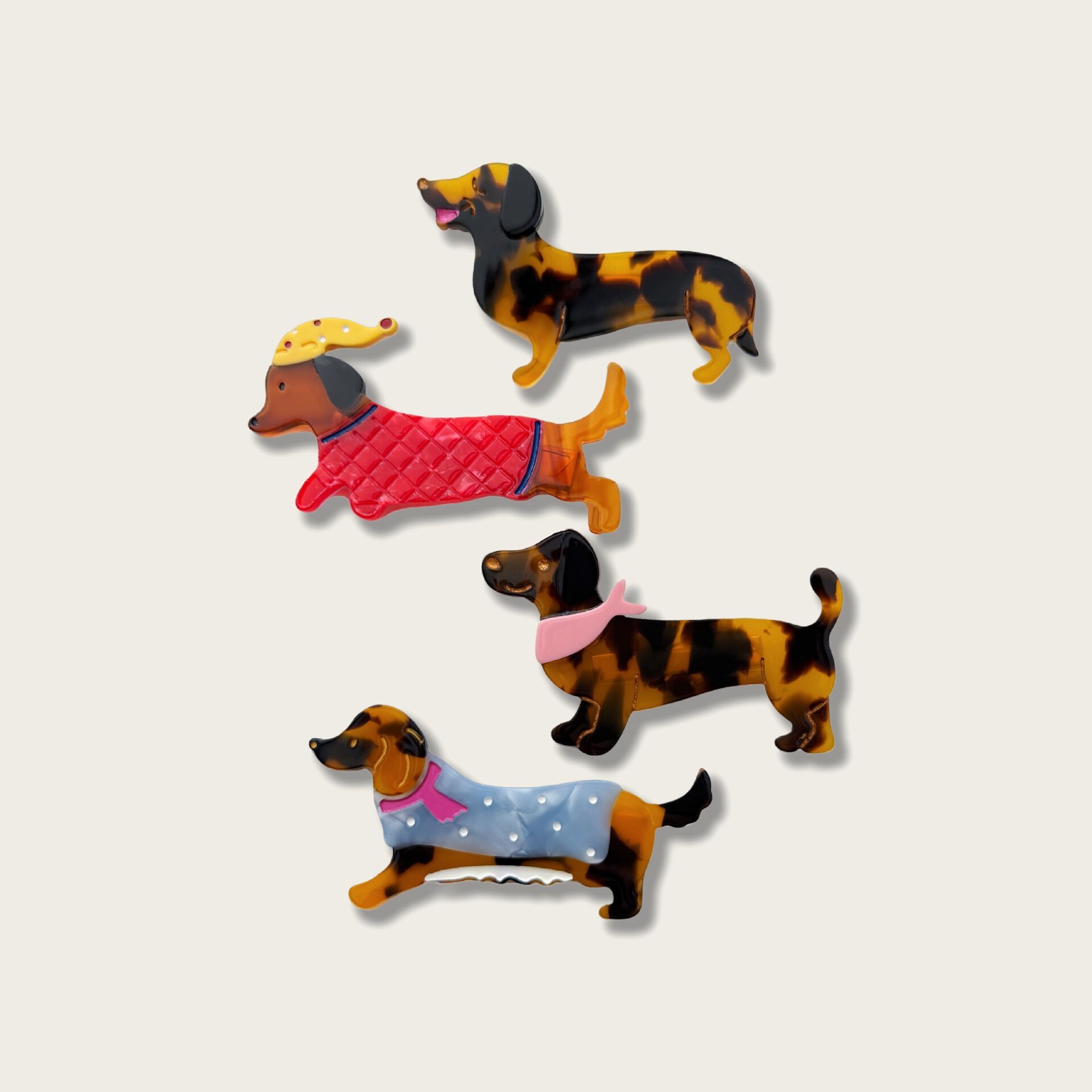 Cute Dachshund Acetate Women's Hair Clips