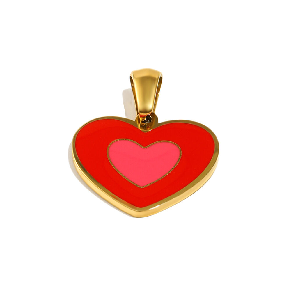 Oil-Dripping Heart Pendant - Gold - 4 Picture4