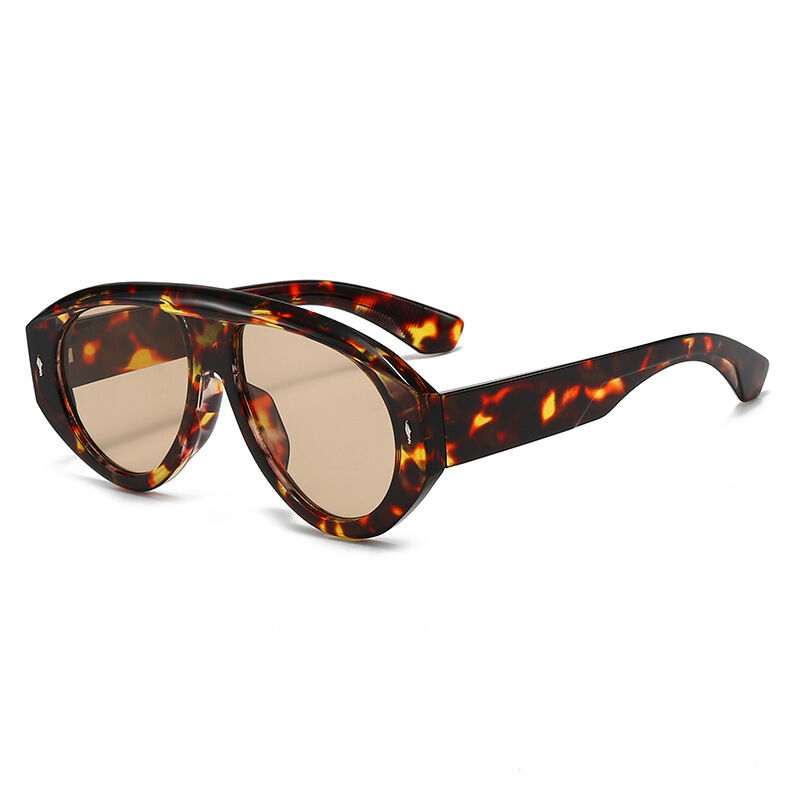 Occhiali da sole da donna retrò con stampa leopardata e protezione UV oversize 2