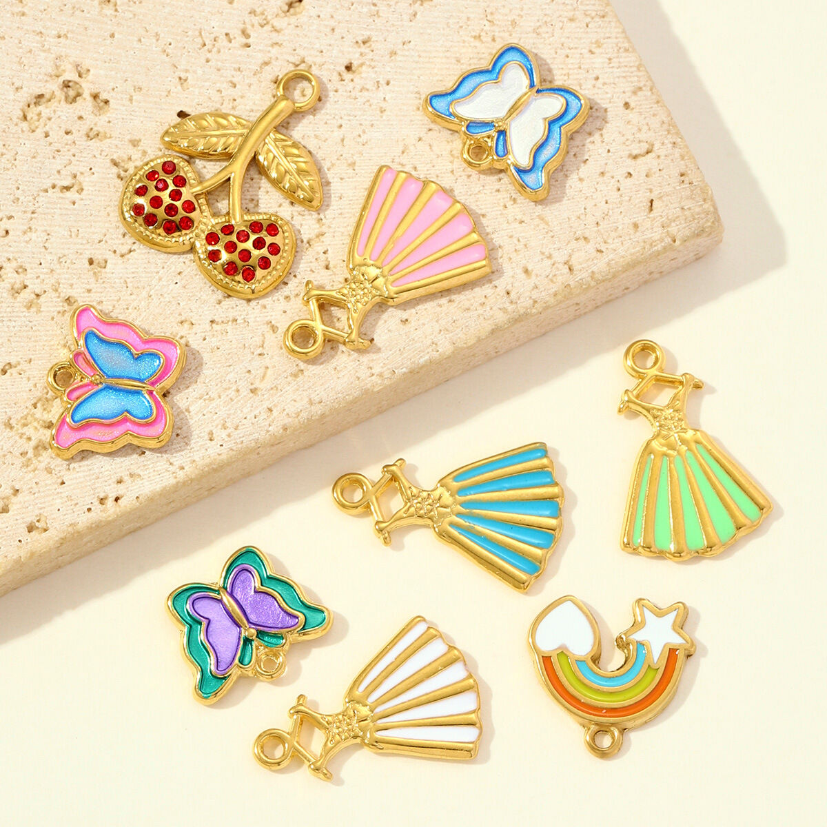 Delicate Dress Butterfly Titanium Steel Gold Color Women's Pendants Picture4