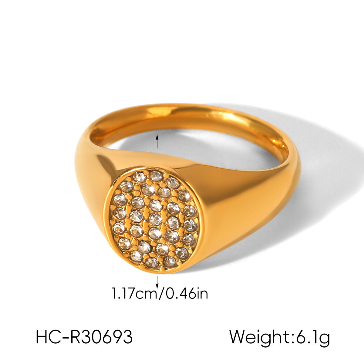 Heart Stainless Steel Waterproof Gold Color Zircon Ring h5Picture2