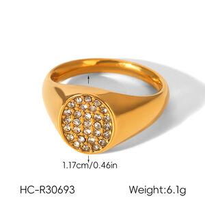 Heart Stainless Steel Waterproof Gold Color Zircon Ring h5 Picture2