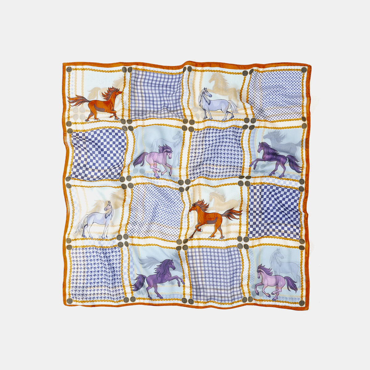 Horse Plaid Pattern Polyester Bandana