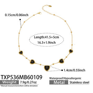 Romantic Glass Heart Stainless Steel Waterproof&Anti-tarnish Gold Color Women's Jewelry Sets h5