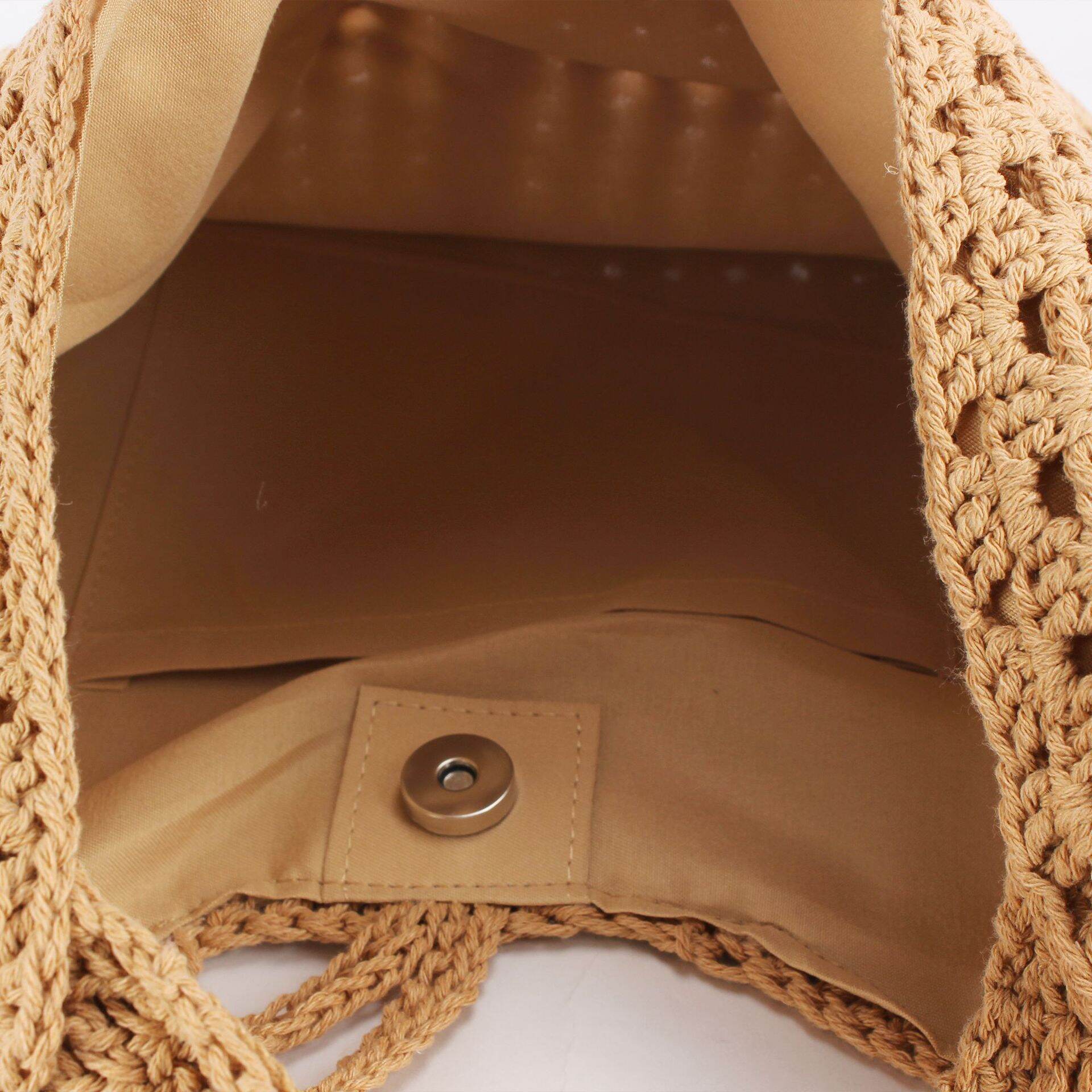 Classic Woven Cotton Wooden Hoop Women's Beach Bags Picture3