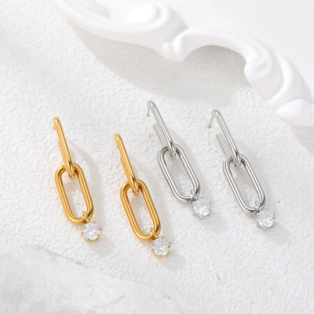 Luxurious Series Elegant Irregular Shape Circle Stainless Steel Waterproof 18K Gold Women's Stud Earrings 2