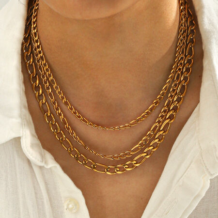 Simple Chain Stainless Steel Waterproof Gold Color Chain Necklace