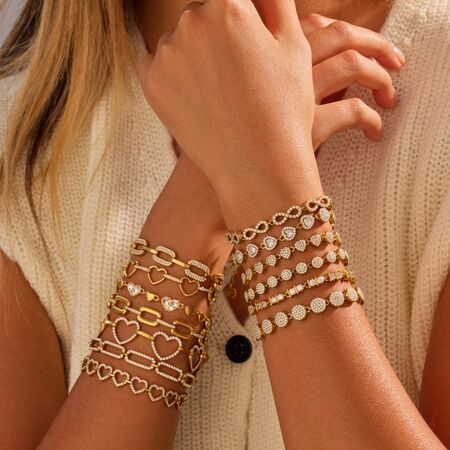 Elegant Irregular Shape Heart Circle Rectangle Stainless Steel Waterproof Gold Color Women's Chain Bracelets