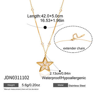 Collane con ciondolo da donna Brilliant Star in acciaio inossidabile, impermeabili e anti-ossidazione, color oro h5 Immagine2