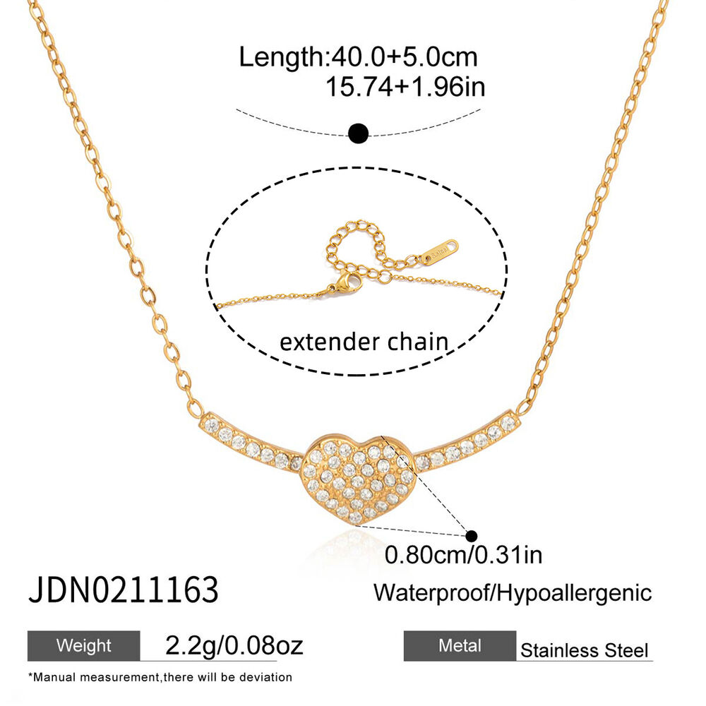 Romantic Heart Stainless Steel Waterproof&Anti-tarnish Gold Color Women's Pendant Necklaces h5Picture2