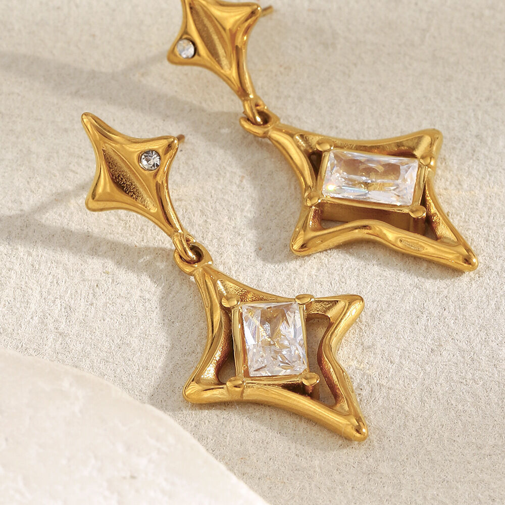 Star Shape Stainless Steel Waterproof Drop Earrings h5 Picture4
