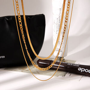 Simple Series Daily Chain Stainless Steel Waterproof Gold Color Women's Layered Necklaces h5 Picture5