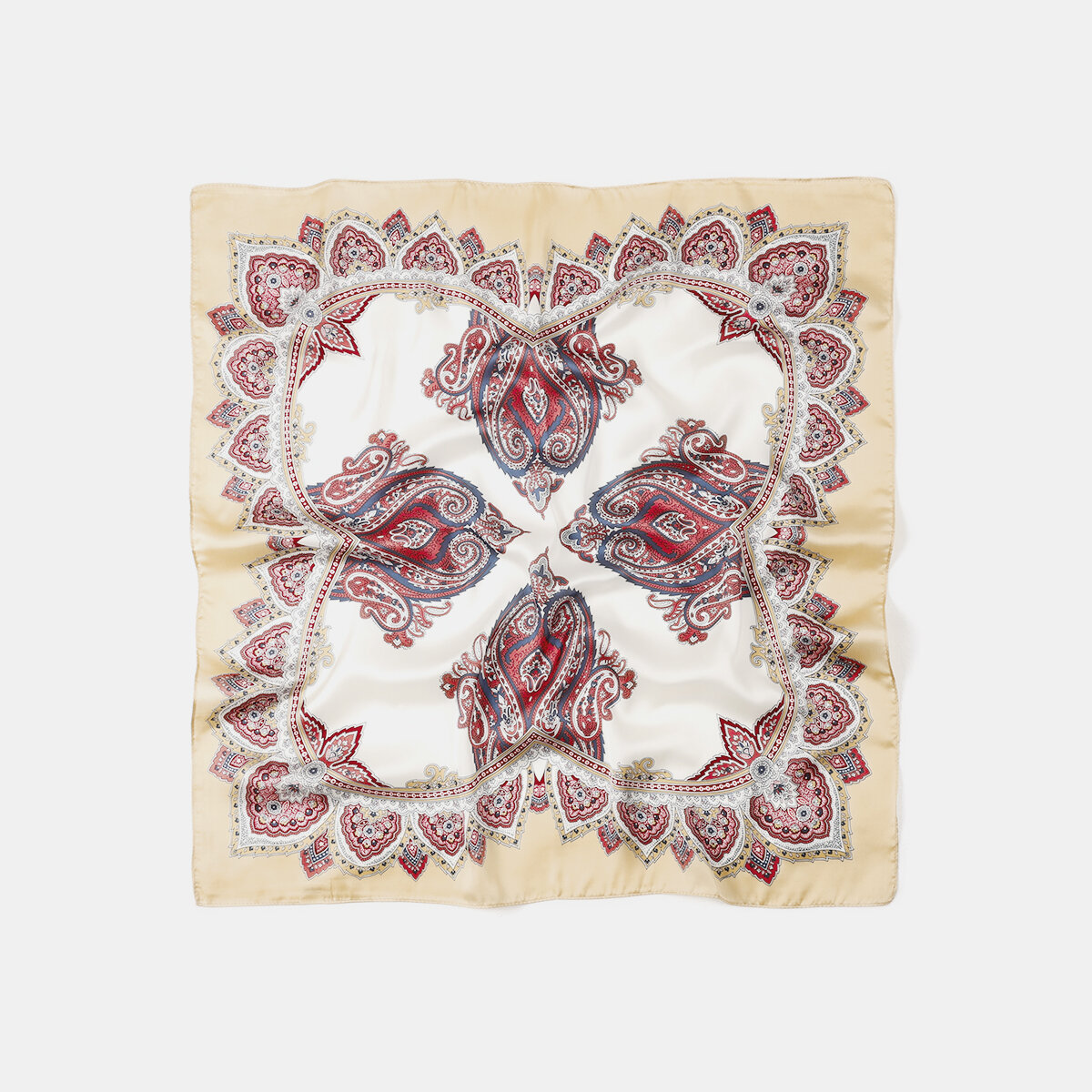 Retro Flower Imitated Silk Fabric Bandana