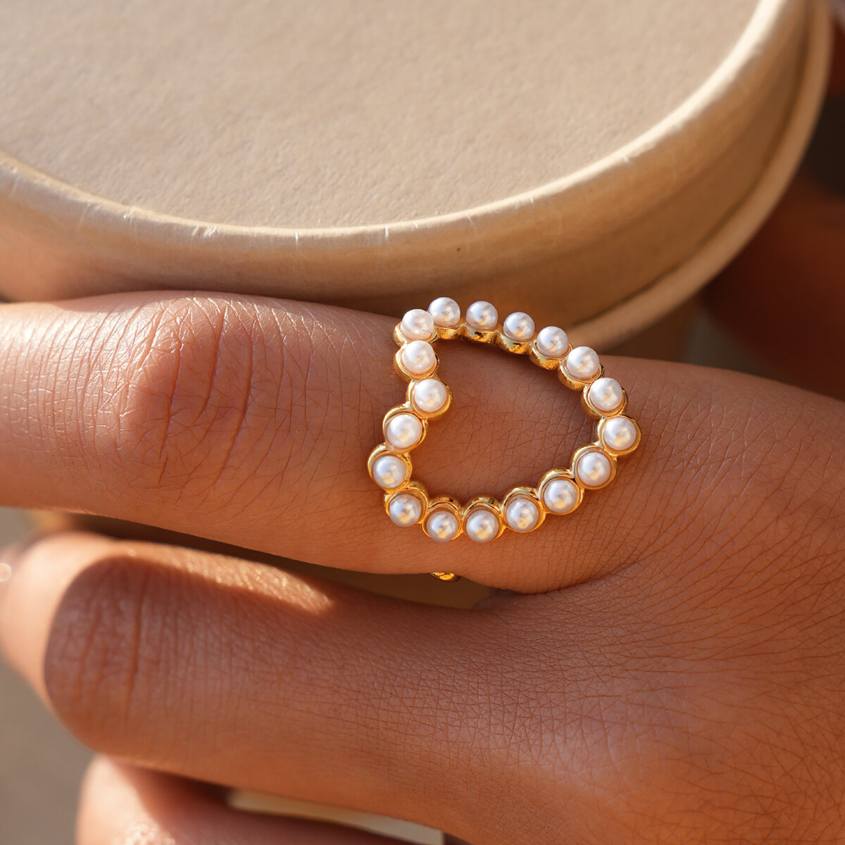 Simple Series Daily Heart Stainless Steel Waterproof   Gold Color  Statement Rings h5 Picture3