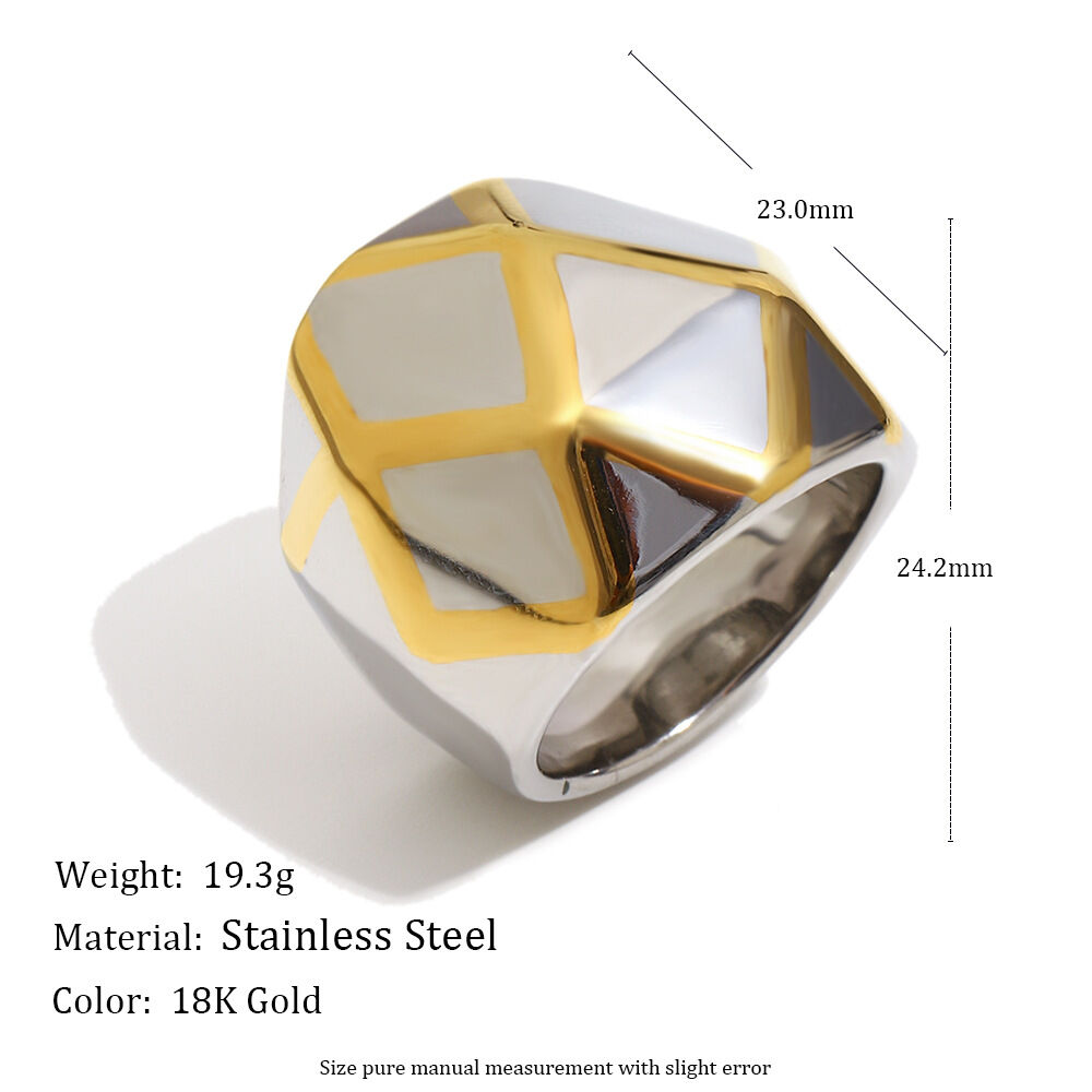 Three-dimensional Spherical Shape Gold and Sliver Color Stainless Steel Waterproof Statement Ring h5 Picture4