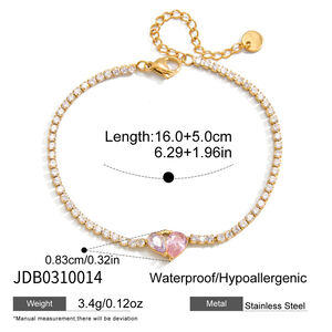 Sophisticated Heart Shape Stainless Steel Waterproof Gold Color Zircon Women's Charm Bracelets h5 Picture2